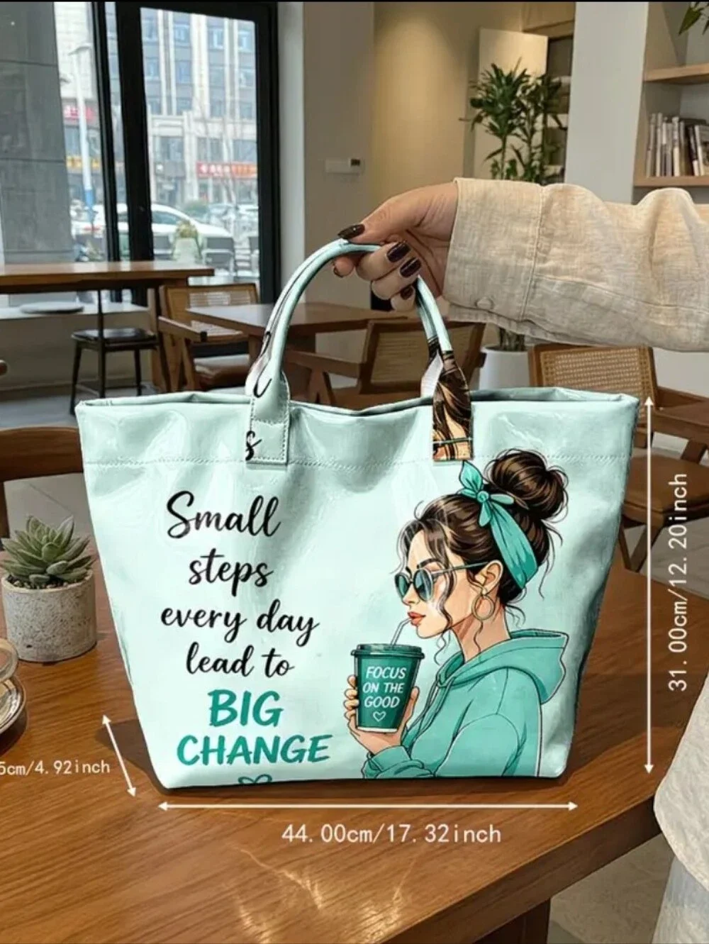 Women Inspirational PVC Large Tote Daily Commute Tote Bag